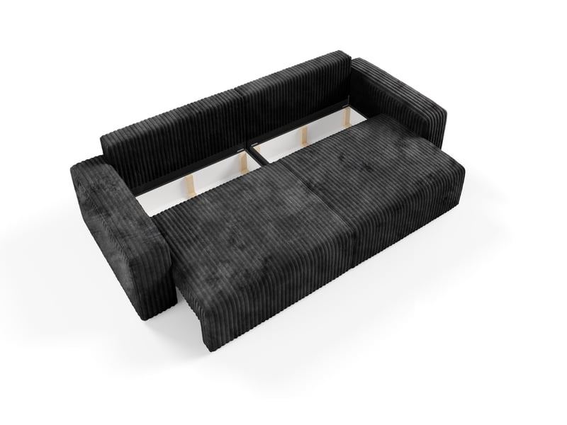 Canapé convertible 4 places en velours côtelé fano noir - Conforama E