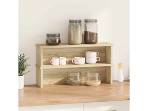 Lot de 2 étagères de cuisine empilables, étagères de rangement chêne sonoma 60x15x16 cm cf42799