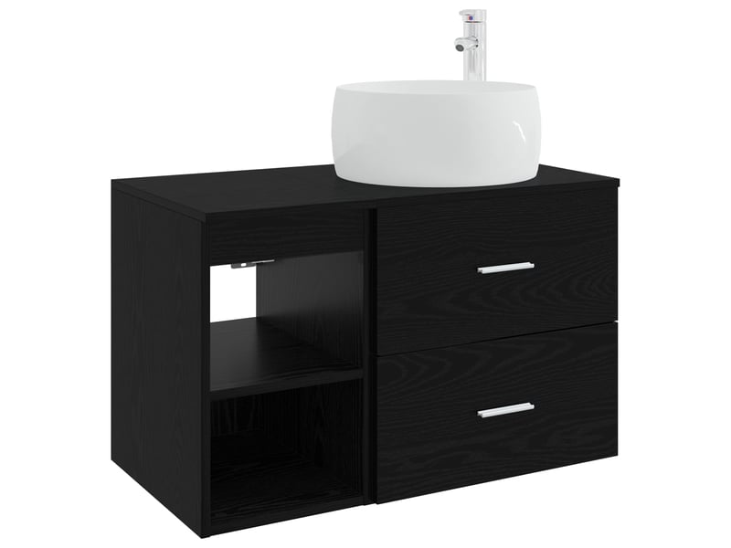  Ensemble de mobilier de salle de bain 2 pcs chêne noir shl386  - Conforama A