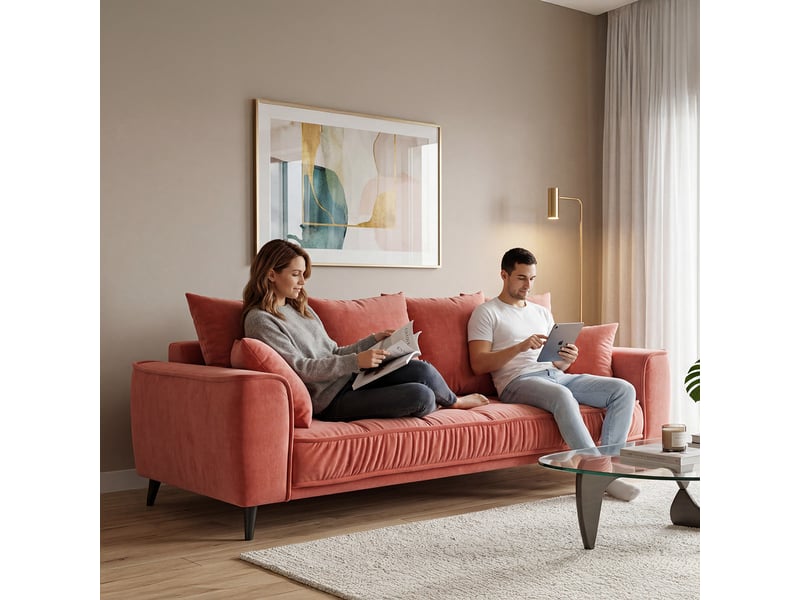  Canapé droit altamo en velours bleu pétrole - 3 places 3CA51.PI.3D.24 - Conforama E