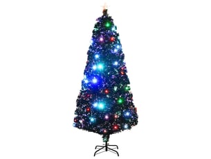 Arbre de noël, décoration de noël pré-éclairé avec support et led 180 cm fibre optique cf61746