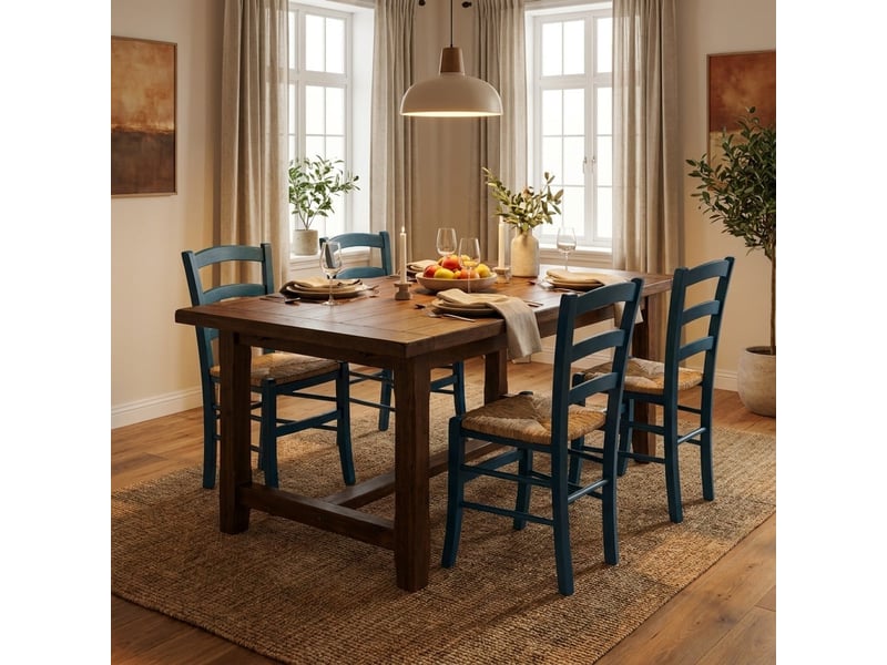  Lot de 2 chaises de salle à manger en bois massif anna - bleu  - Conforama B