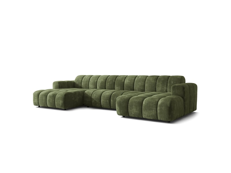  Canapé d'angle aenis, tissu chenille vert  - Conforama A