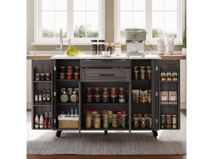 Desserte 4 portes 2 tiroirs coloris gris mdf