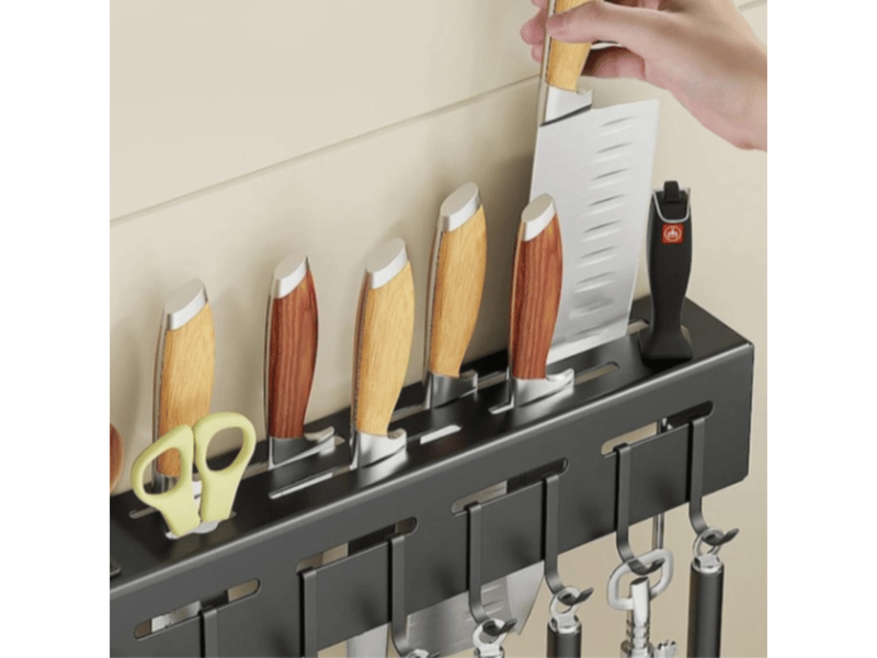  Rangement cuisine,porte-couteaux et porte-baguettes mural, sans perçage, 50 cm  - Conforama D