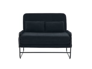 Canapé droit convertible <strong>FLORAGRACE</strong> <strong></strong> 2 places Tissu noir avec coffre de rangement