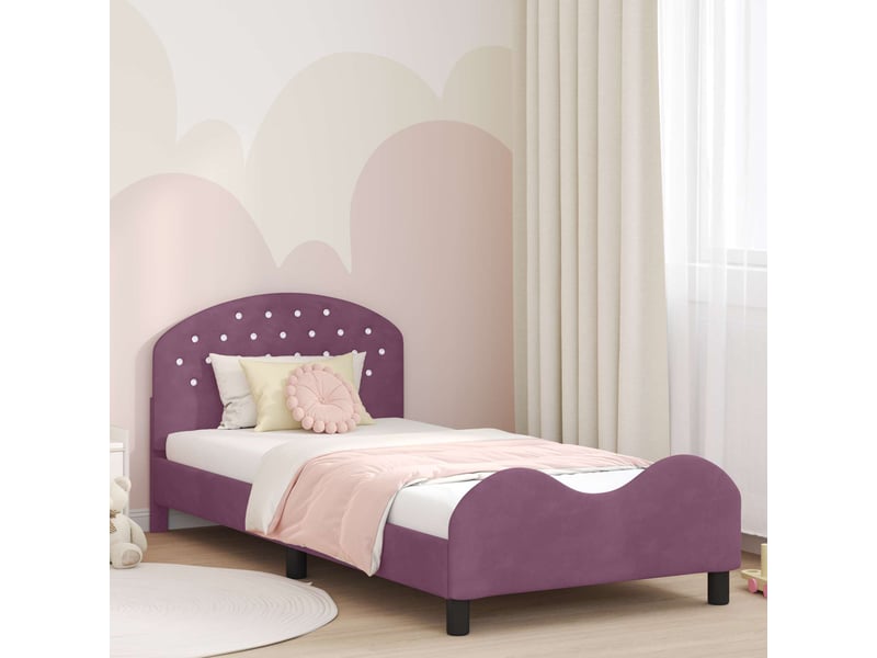  Cadre de lit pour enfants - lit jeune avec tête de lit pourpre 90 x 190 cm  - Conforama B