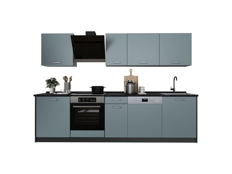  Vicco cuisine, bleu-grisanthracite, 280cm sans plan de travail  - Conforama E