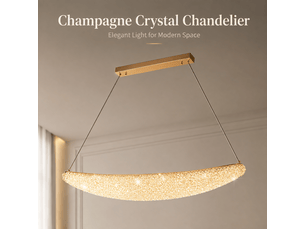 Lustre en cristal teinte champagne a2 – éclairage 3 couleurs