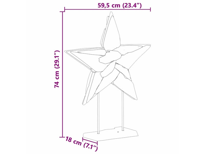 Étoile de noël led marron 59,5 x 18 x 74 cm bois de teck massif cf61915 - Conforama E