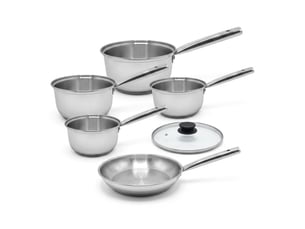 Lot de 4 casseroles 16182022 cm et poêle en inox 24 cm avec couvercle fackelmann rhona
