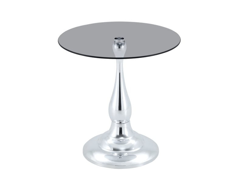  Table d'appoint ronde en verre trempé et métal argenté, 50 x 50 x 51,5 cm  - Conforama A