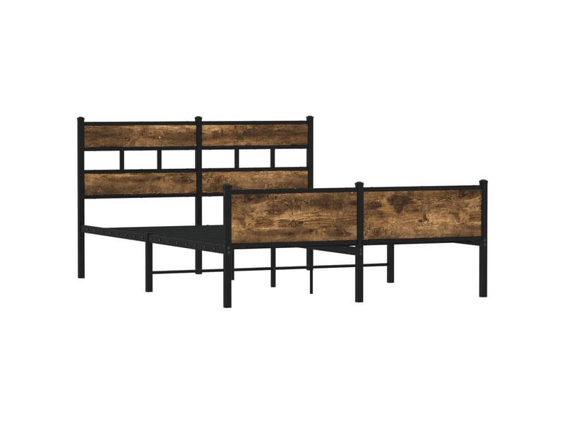  Lit double- lit adulte -  cadre de lit sans matelas chêne fumé 150x200 cm bois ingénierie  - Conforama B