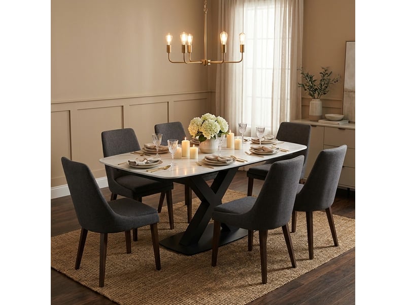 Table extensible en céramique effet marbre 90x160-230cm boyle marble - blanc - Conforama B