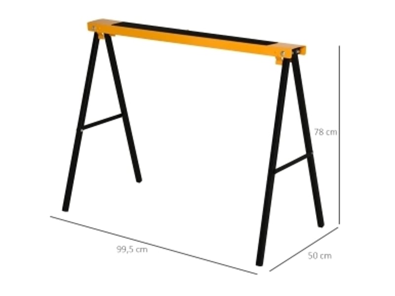  Lot de 2 tréteaux pliables 99,5 x 50 x 78 cm orange et noir en acier, supports stables pour sciage du bois  - Conforama C