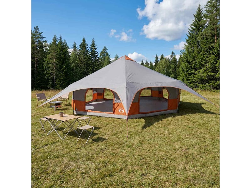 Tente de camping, tente familiale 18 personne gris et orange - Conforama B