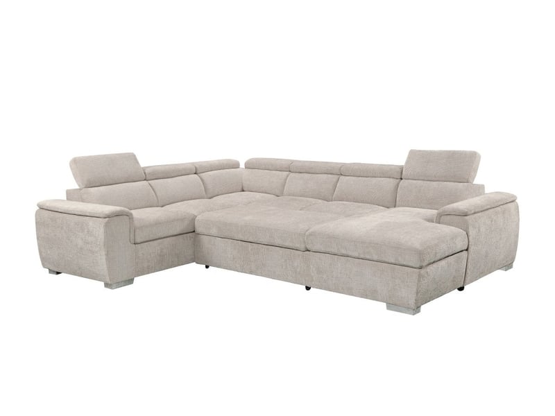  Canapé panoramique convertible avec coffre en velours chiné beige gaelle - angle droit KF6996-2A2M-VELCH-BEI - Conforama E