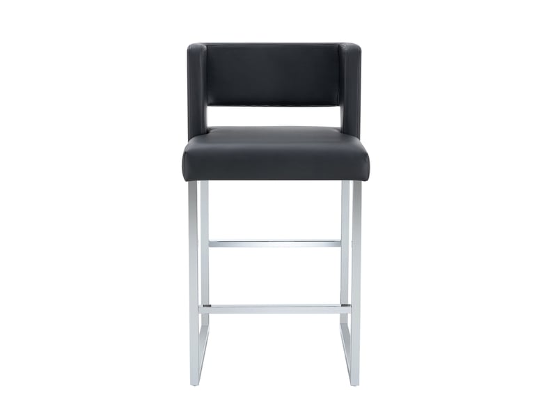  Lot de 2 tabourets de bar,48x53,3x91,4 cm,similicuir et métal argenté,noir  - Conforama D