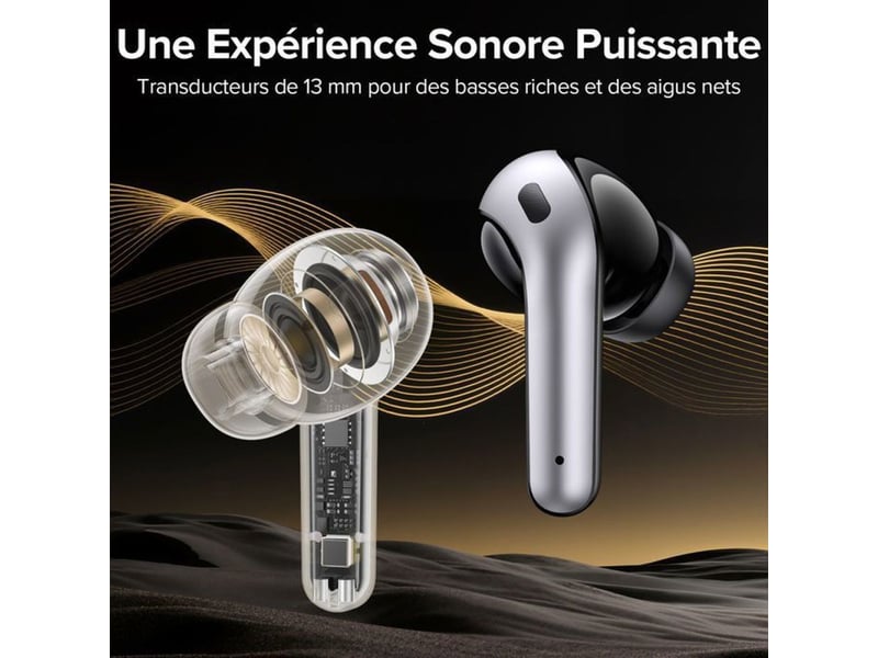  Ecouteurs sans fil bluetooth 5.4 sport ipx5 stéréo micro tactile 60h usb-c  - Conforama B
