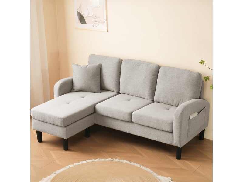  Canapé d'angle avec méridienne réversible 166 x 118 x 77 cm - 3 places compact modulable  - Conforama B