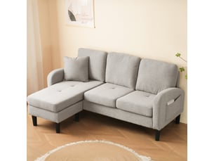 Canapé d'angle avec méridienne réversible 166 x 118 x 77 cm - 3 places compact modulable