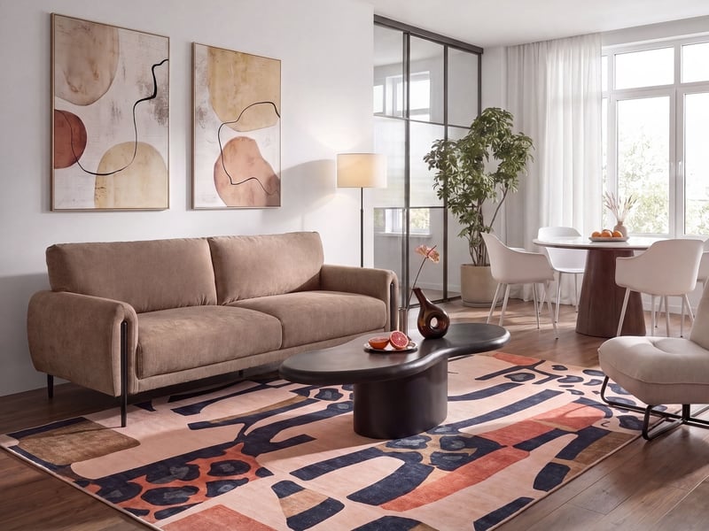  Canapé 3 places skaro tissu chenille marron  - Conforama B