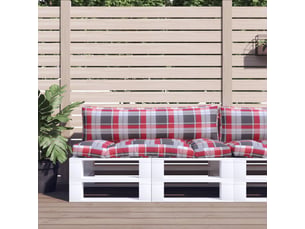 Lot de 2 coussins de palette, coussins de canapé carreaux rouges tissu cf59469