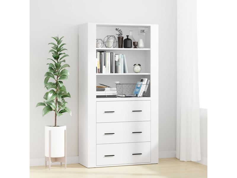  Buffet haut - bahut - meuble de rangement blanc bois d'ingénierie  - Conforama B