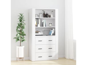 Buffet haut - bahut - meuble de rangement blanc bois d'ingénierie