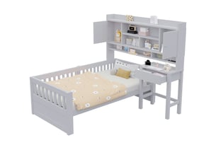 Lit avec rangement 90x200 cm Fay Lum coloris gris