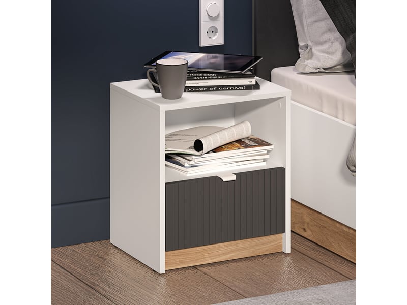  Selsey torino - table de chevet - 42 cm - blanc Torino - Conforama B