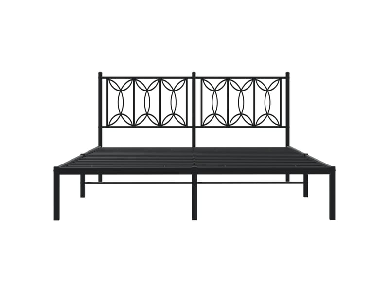  Lit double- lit adulte -  cadre de lit métal sans matelas avec tête de lit noir 150x200cm  - Conforama C