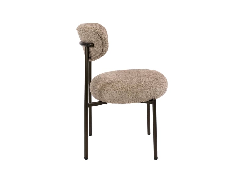  Lot de 2 chaises repas 52x57x81 cm en tissu bouclette sable et bronze  - Conforama D