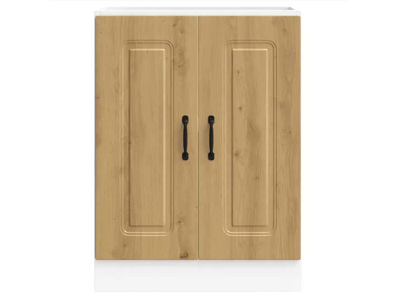  Meuble de cuisine, meuble bas pour évier kalmar chêne artisanal bois d'ingénierie  - Conforama D