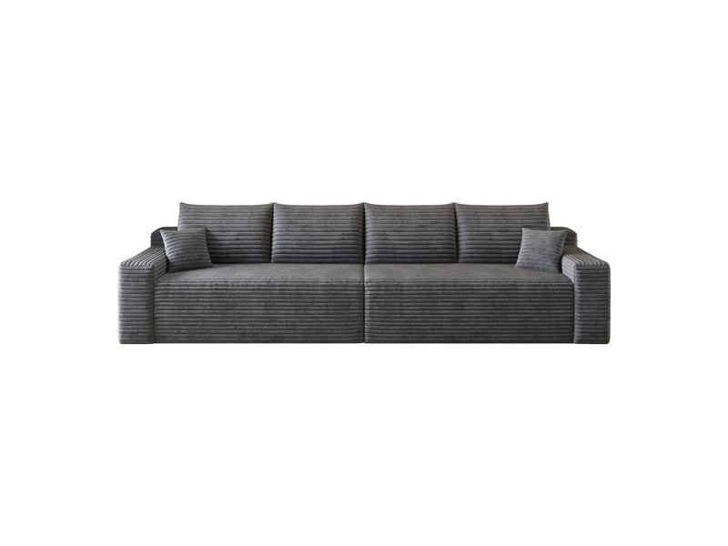 Canapé droit modulable 302 cm sans structure ni montage, canapé-lit en mousse et velours côtelé doux, design minimaliste pour salon, gris Seren Glow - Conforama A