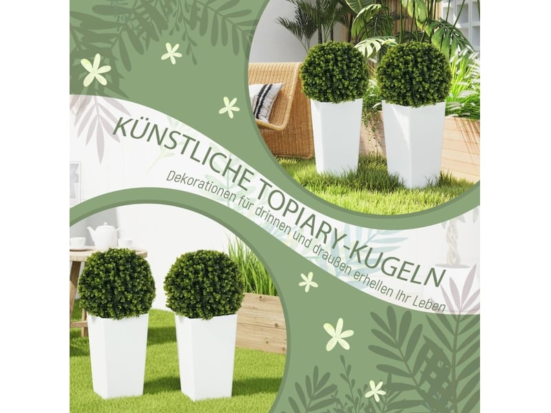 Lot de 2 plantes artificielles en boule ø32 x h65 cm – vert – protection uv et 330 feuilles par plante - Conforama E