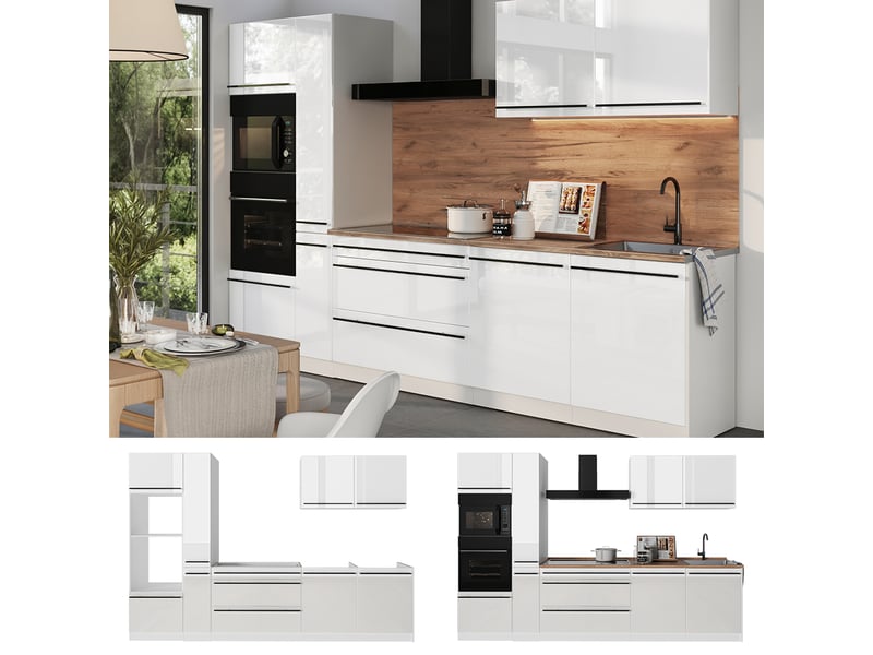  Vicco cuisine, blanc haute brillanceblanc, 310cm sans plan de travail  - Conforama D