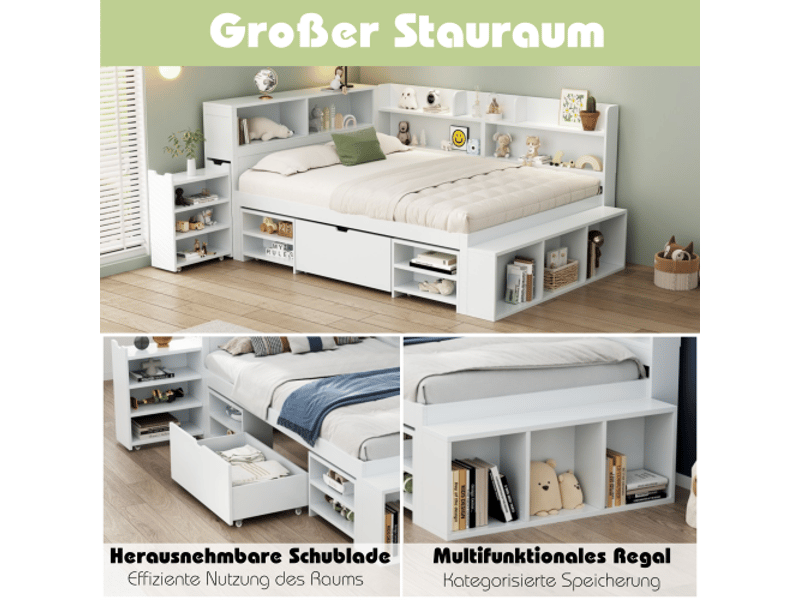  Lit avec rangement 90x200 cm coloris blanc mdf lit enfant blanc - Conforama D