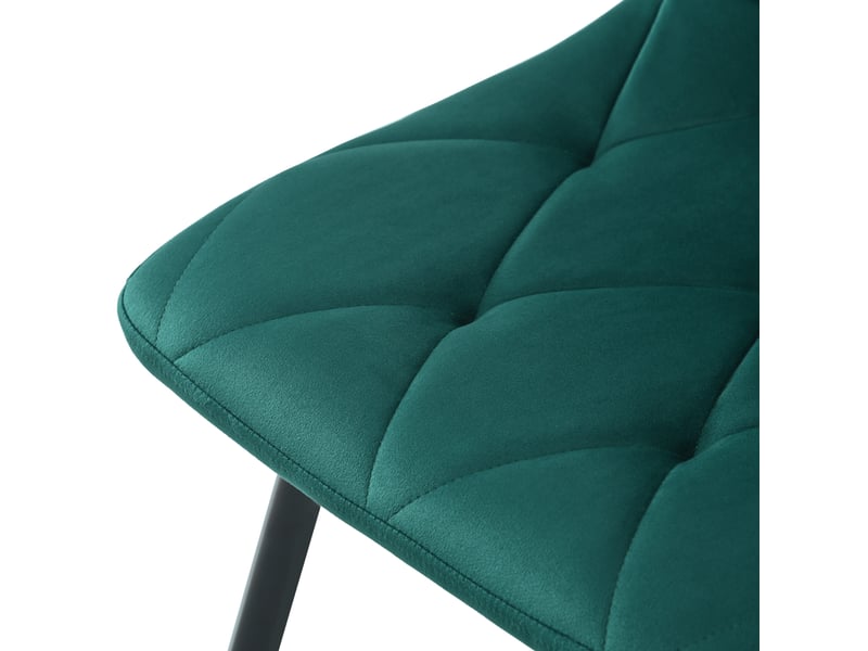  Ensemble table à manger avec 4 chaises, table rectangulaire blanche effet marbre 117 x 68 cm, velours vert émeraude  - Conforama W