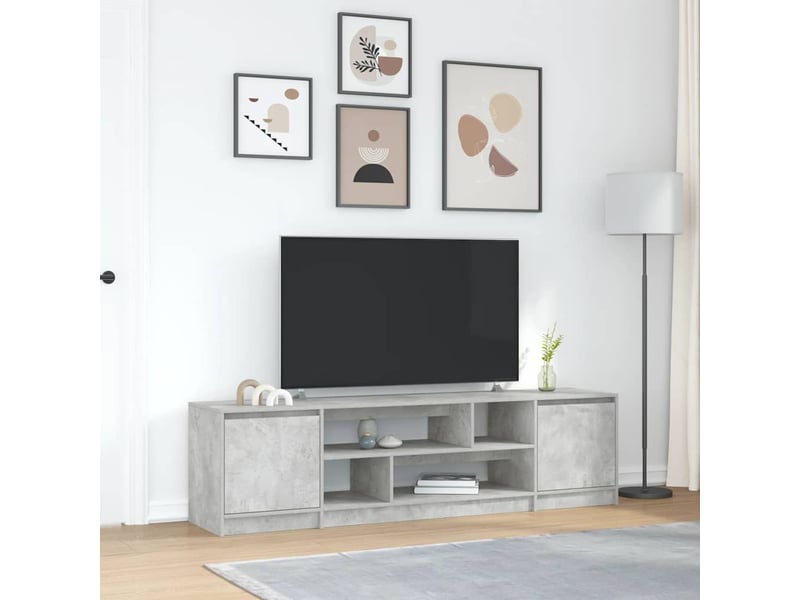  Meuble tv - banc tv - meuble de rangement gris béton 188,5x41x50 cm bois d'ingénierie  - Conforama B