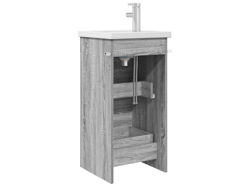 Meuble salle de bain avec évier, meuble de rangement sonoma gris shl8125 - Conforama E
