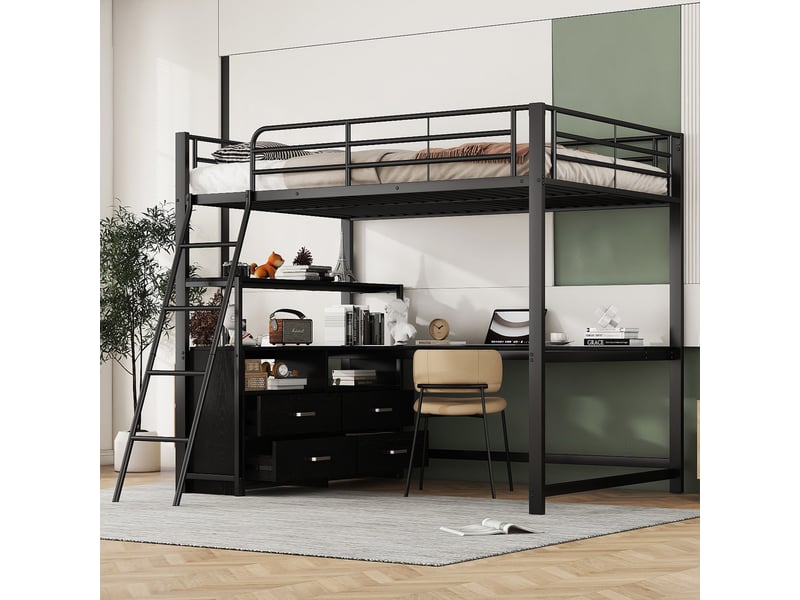  Lit superposé en mdf et métal noir 140x200 cm  - Conforama E