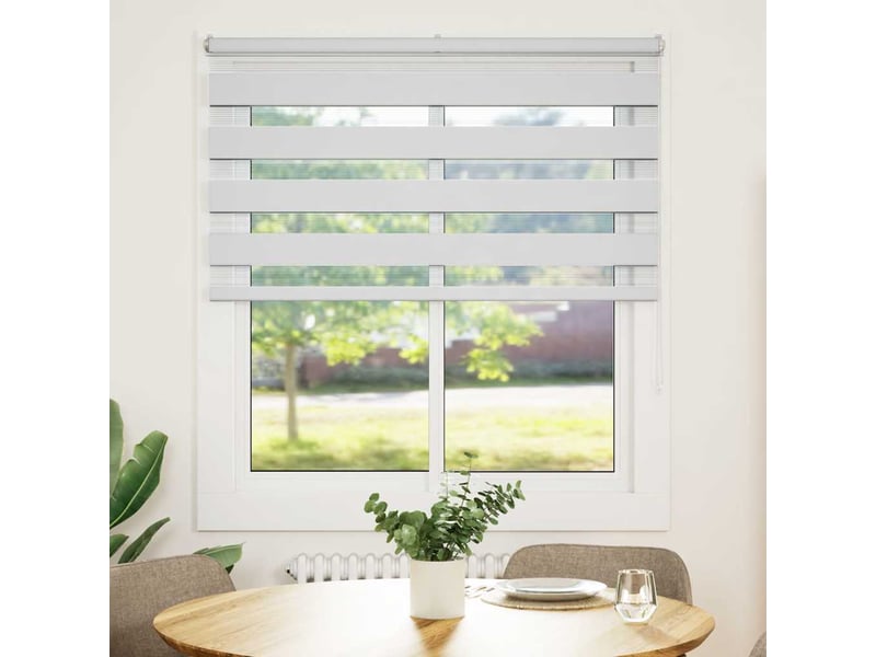 Store zèbre, store de fenêtre blanc 135x150 cm largeur du tissu 130,9cm polyester cf48368 - Conforama A