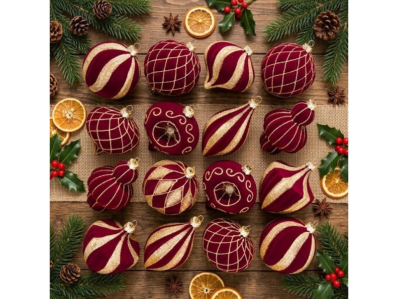  Lot de 16 boules de noël 8 cm, décorations suspendues pour sapin de noël, ornements de fête pour maison, vin  - Conforama D