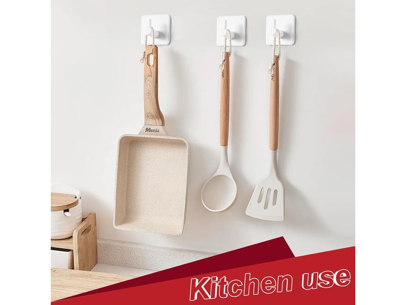 Crochet adhésif mural, 4 pièces patère murale blanche acier inox porte serviette salle de bain, accroche autocollant cuisine (blanc - Conforama C