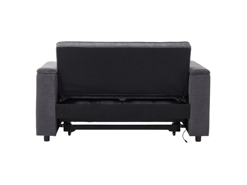  Canapé convertible 140,5x74x82 cm avec dossier réglable, ports usb et type-c, tablette dissimulée, tissu gris  - Conforama D