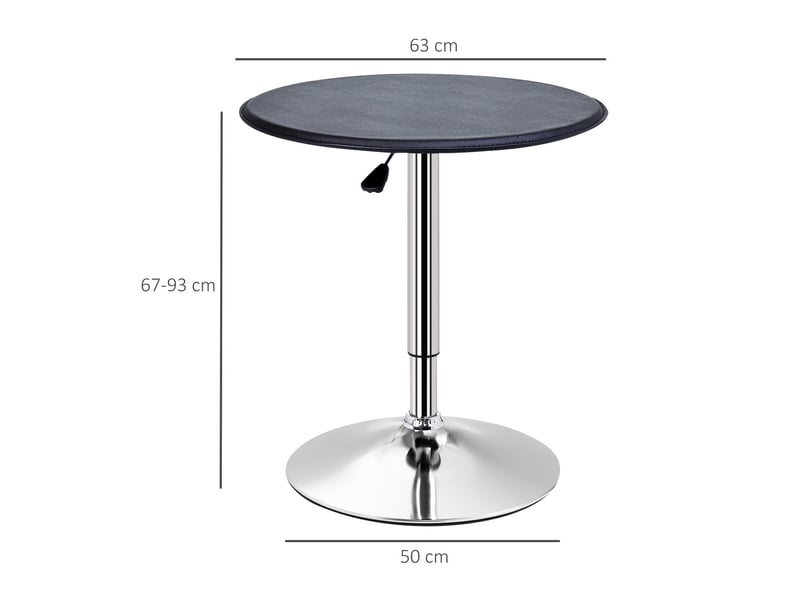  Table basse ø60x70x90, plateau simili-cuir et piètement chromé, hauteur réglable, plateau rotatif 360°  - Conforama B