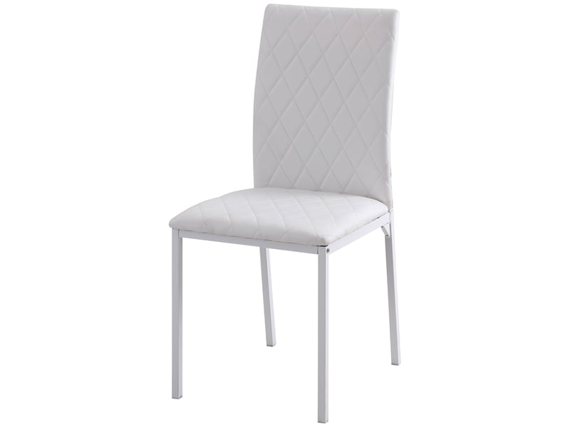  Lot de 4 chaises rembourrées pour salle à manger avec revêtement en similicuir blanc dimensions 41x50x91 cm  - Conforama E