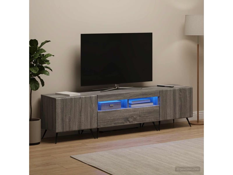  Meuble tv bas de salon, meuble tv led breda 3 pcs sonoma gris bois d'ingénierie  - Conforama C