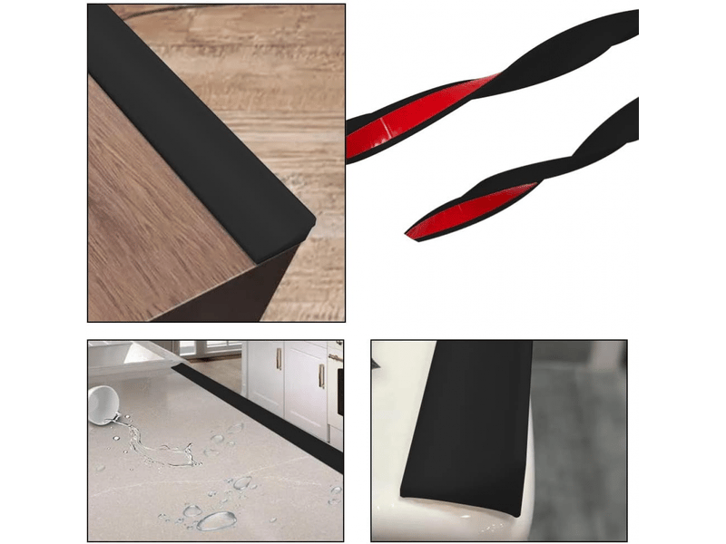  Cloison de douche en silicone 200 cm, autocollante, barrière de retenue de douche, pliable, noire  - Conforama C